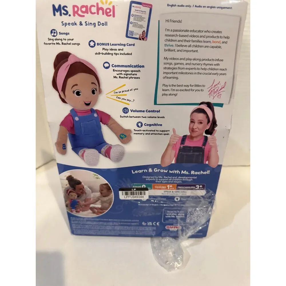 Ms. Rachel Official Speak & Sing Doll, 16” Tall Interactive Toy